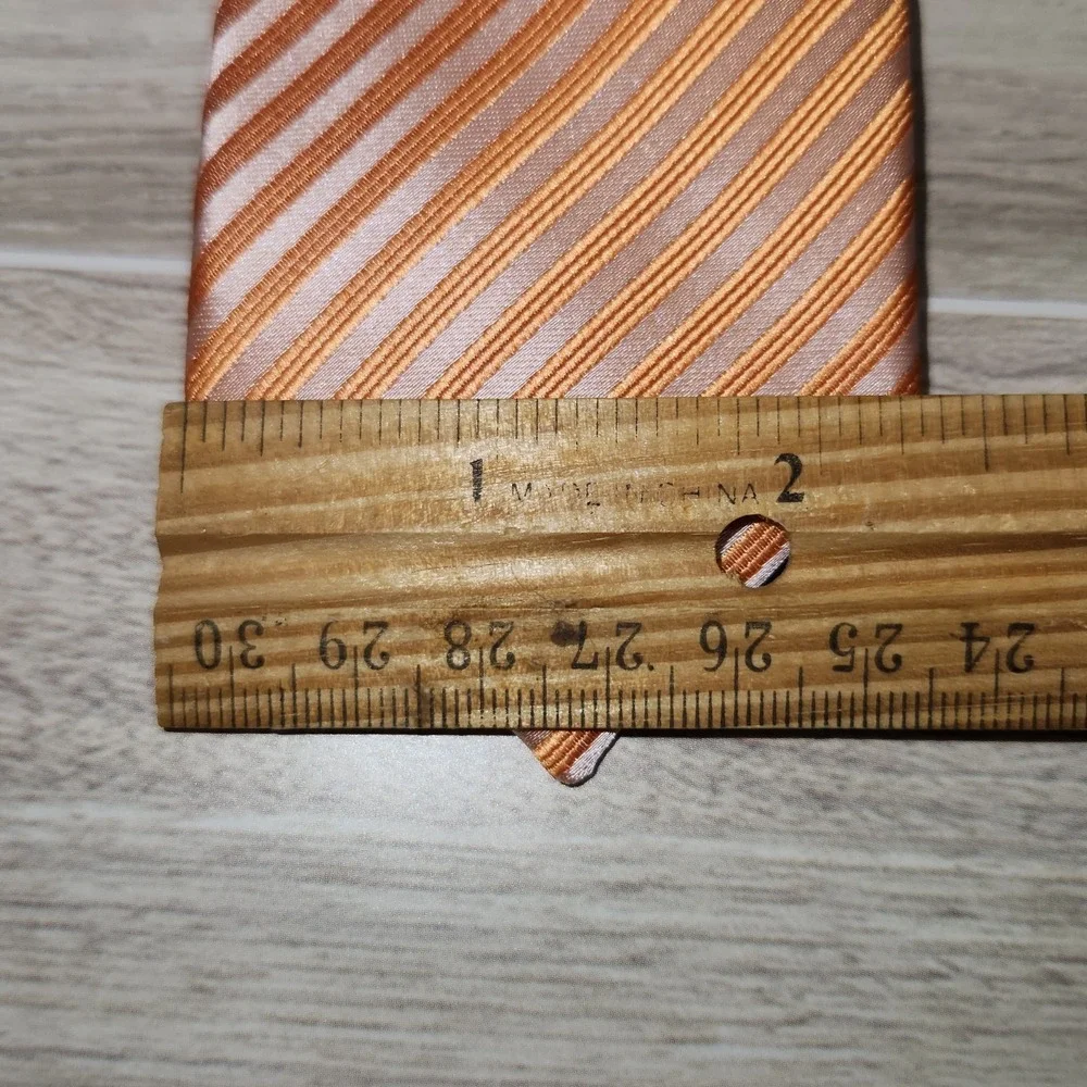 Puccini‎ Father & Son Matching Ties, Orange/Apricot Textured Stripes, Hand Made